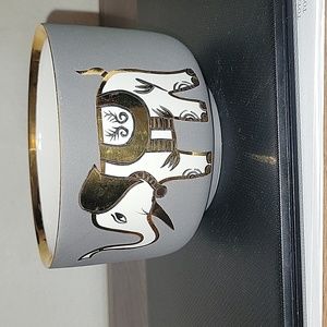 Waylande gregory bullet elephant gray and gold bowl RARE